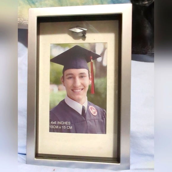 💥$6💥Picture Frame Shadow Box for 4x6 Photo Black-Silver Velvet Back NWOT - Picture 1 of 6